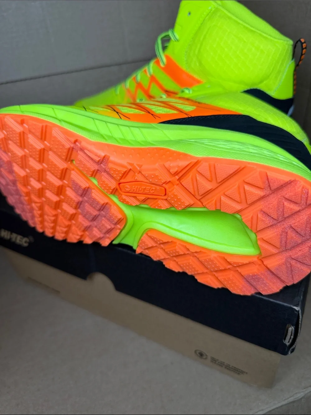 Hi-Tec Men’s Neon Green & Orange High-Top Sneakers